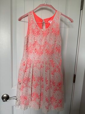XLIRIRATIOCoral Pink Lace Overlay Dress